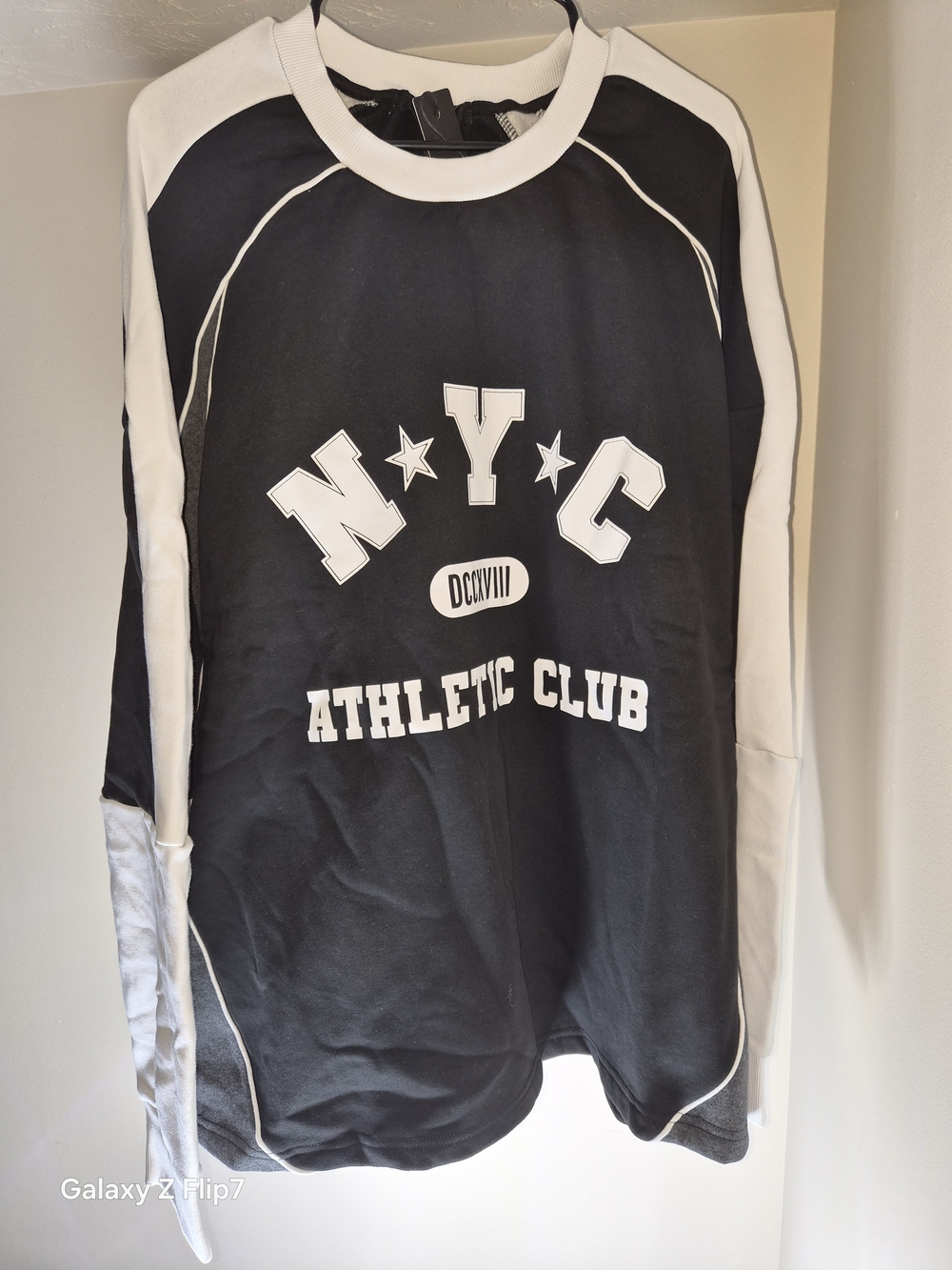 NYC Black and White Athletic Club Long-Sleeve Polo